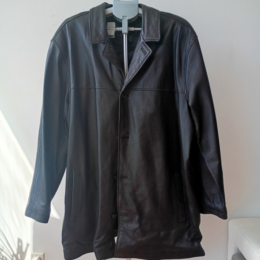 Mossimo 100% Genuine Black Leather Jacket – Size Men's XL | Designer Outerwear